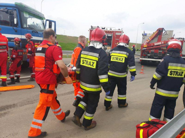 Ćwiczenia strażaków na S3