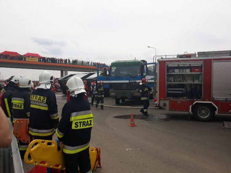 Ćwiczenia strażaków na S3