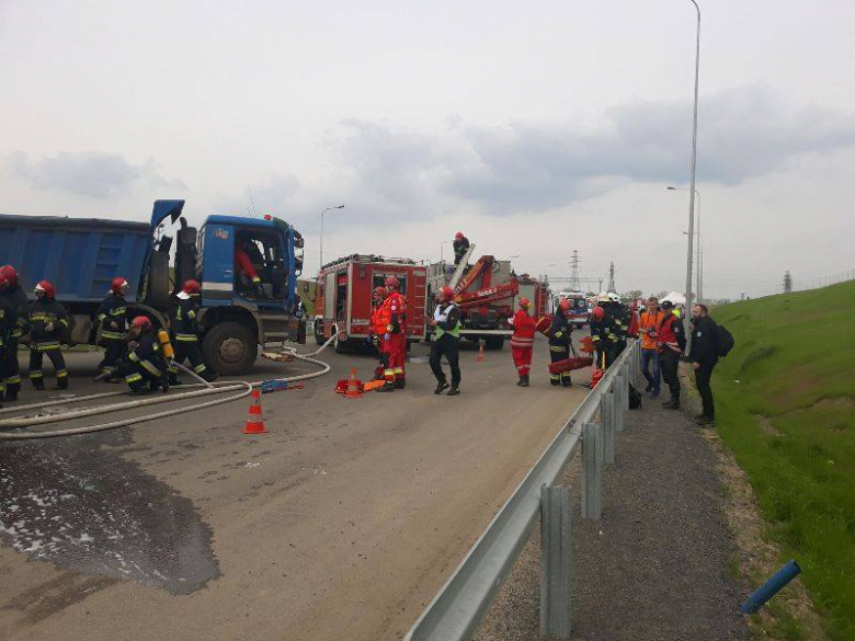 Ćwiczenia strażaków na S3