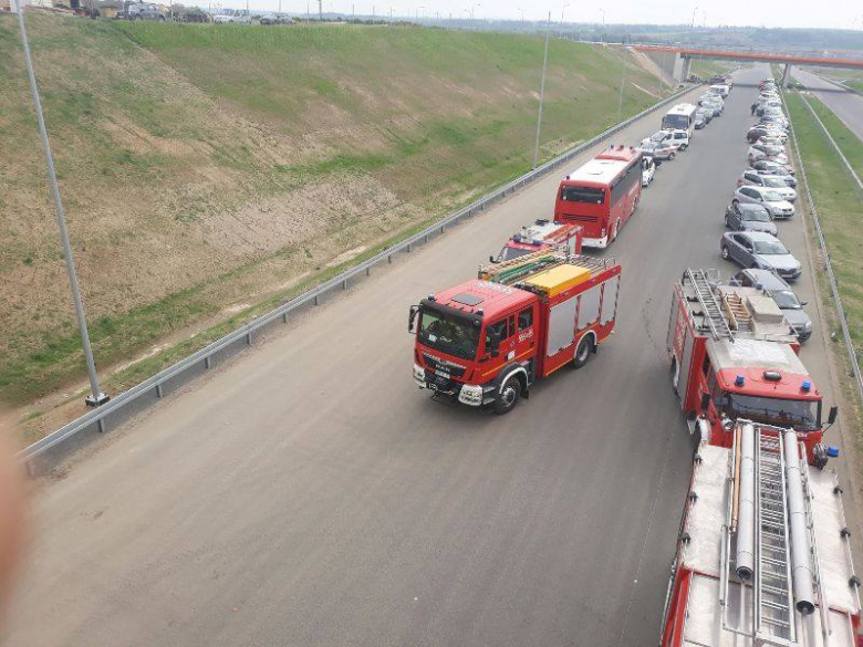 Ćwiczenia strażaków na S3