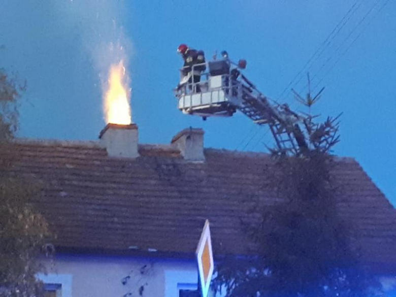 Pożar sadzy w kominie w Kostomłotach