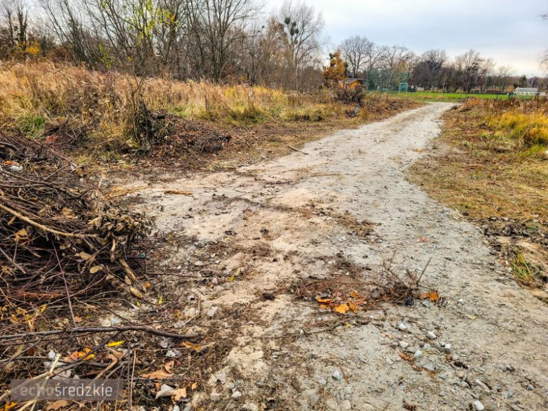Bioodpady składowane za boiskiem przy ul. Górnej w Środzie Śląskie