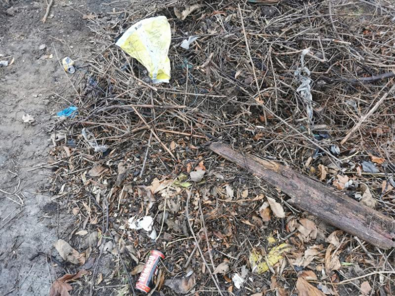 Bioodpady składowane za boiskiem przy ul. Górnej w Środzie Śląskie