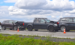Kolizja czterech samochodów osobowych na A4