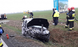 Wypadek na DK 5. Nieprzytomnego kierowcę śmigłowcem LPR przetransportowano do szpitala