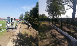 Przy stadionie w Malczycach trwa wymiana ogrodzenia