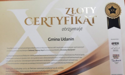 Ministerstwo przyznało gminie Udanin oraz wójtowi Wojciechowi Płaziukowi złote certyfikaty