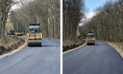 Na drodze relacji Lenartowice-Prężyce jest już pierwsza warstwa nowej nawierzchni