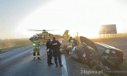 Osiek: zderzyły się dwie osobówki. Poszkodowanego zabrał śmigłowiec LPR