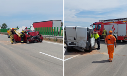 Zderzenie osobówki i busa przed Kostomłotami. Autostrada była całkowicie zablokowana